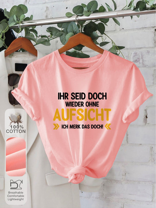 Women’s Graphic Print T-shirt, Short Sleeve Crew Neck Casual.