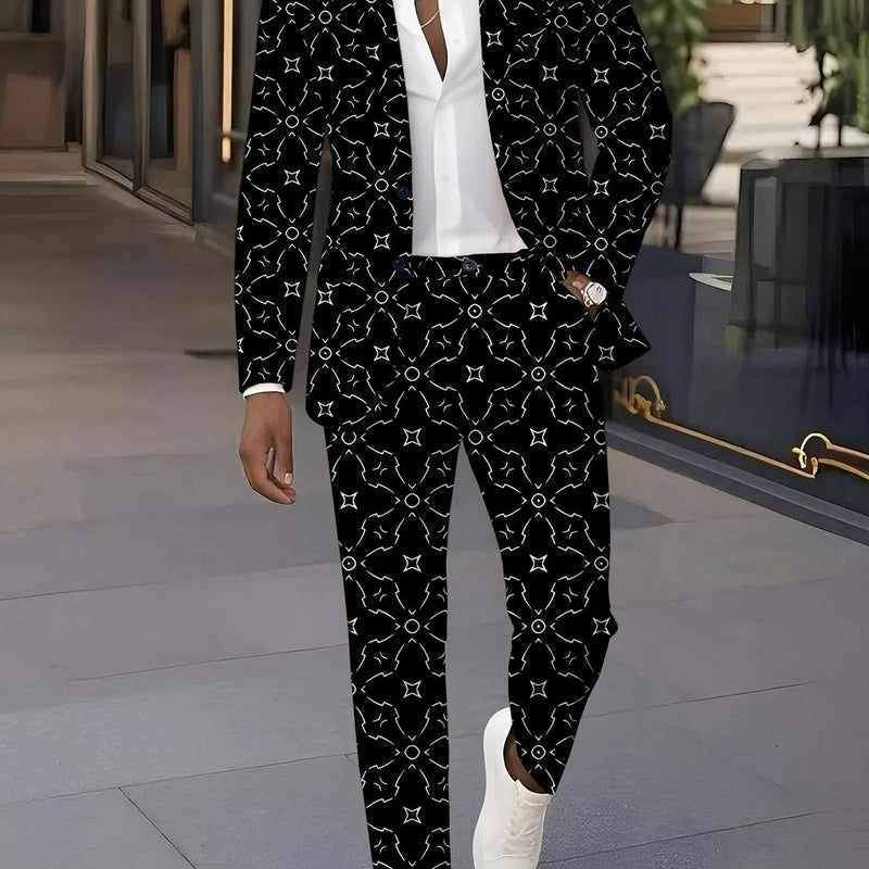Men's Suit and Pants Set with Digital Print - Christmas Outfit.