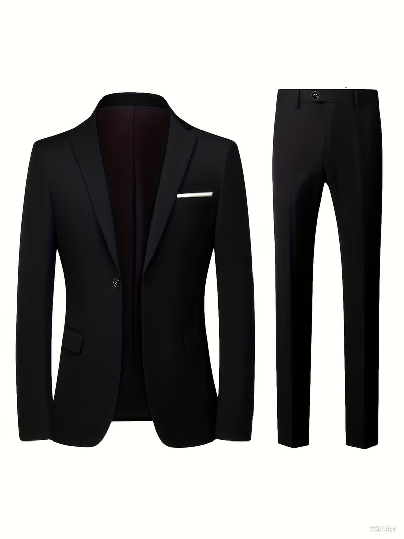 Men's Premium Two-Piece Suit, Jacket + Pants, Ideal for Formal Wear.