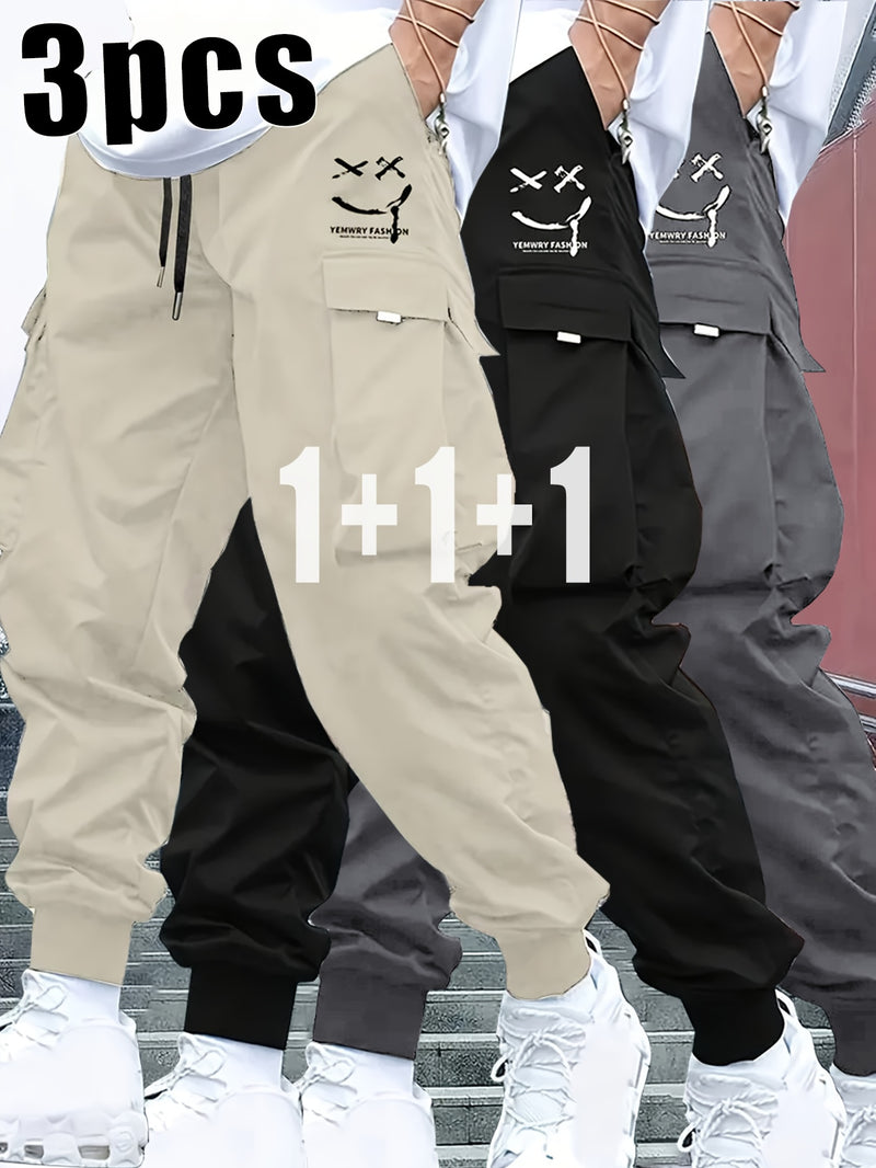 3pcs Men's Heavy-Duty Work Pants.