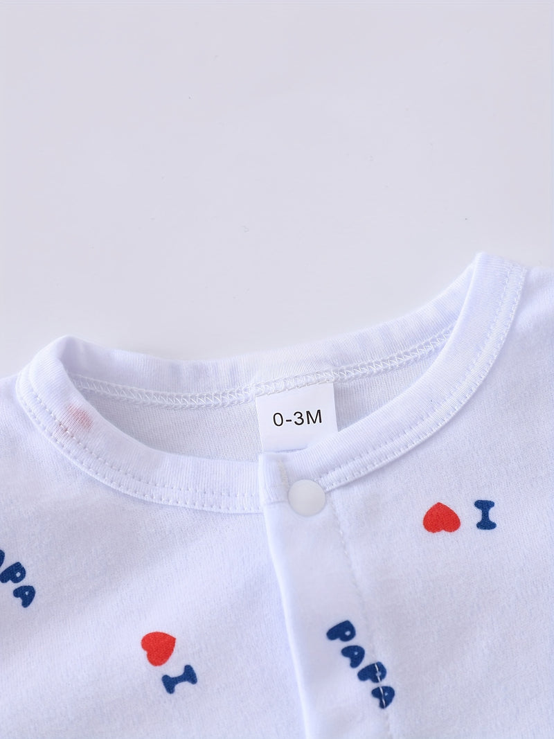 5pcs "I Love Papa and Mama" Embroidered Newborn Baby Clothes Set.