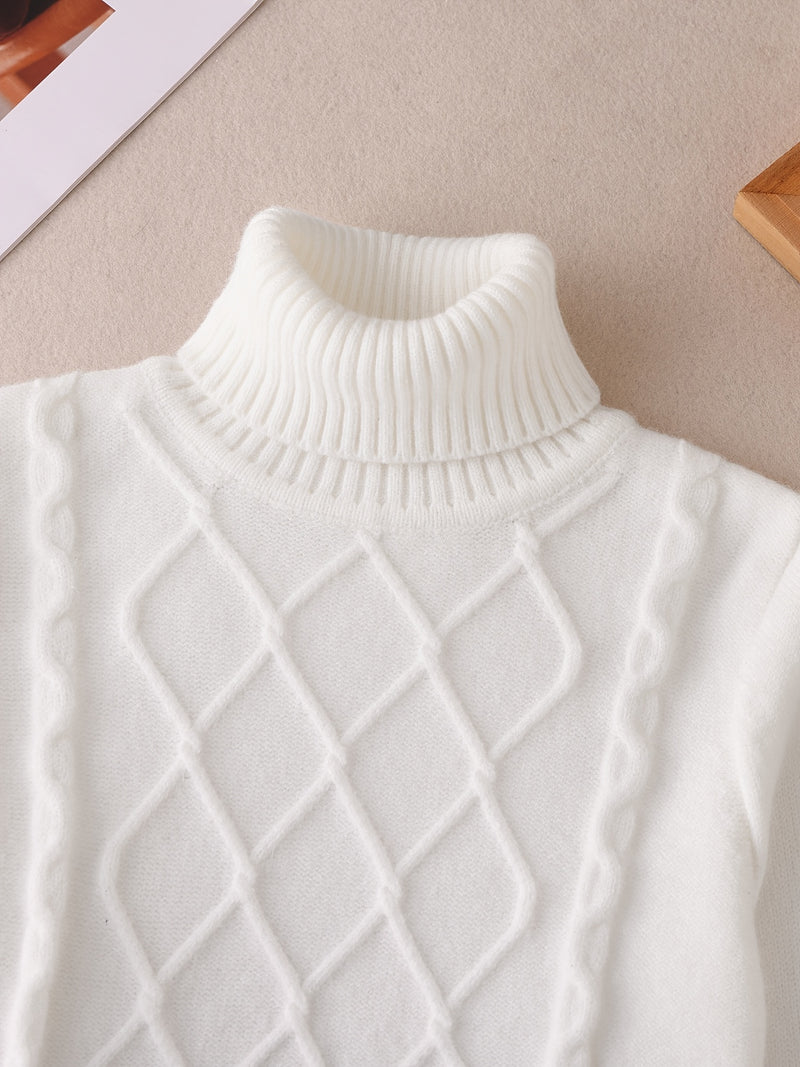 Kids High Neck Sweater for Boys and Girls, Solid Color Knitwear.