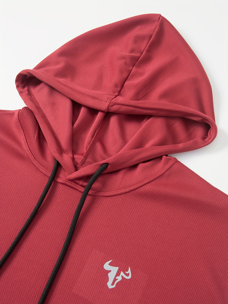 5pcs Solid Color Breathable Men's Sleeveless Hooded Tank Tops.