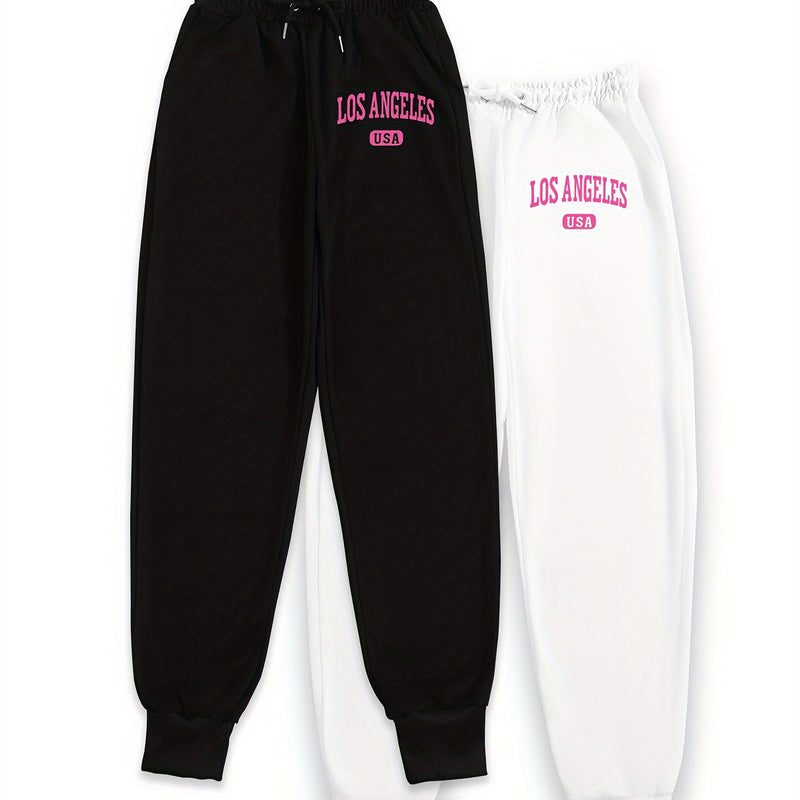 Women's Two-Piece Outfit Featuring Pants with a Letter Print.