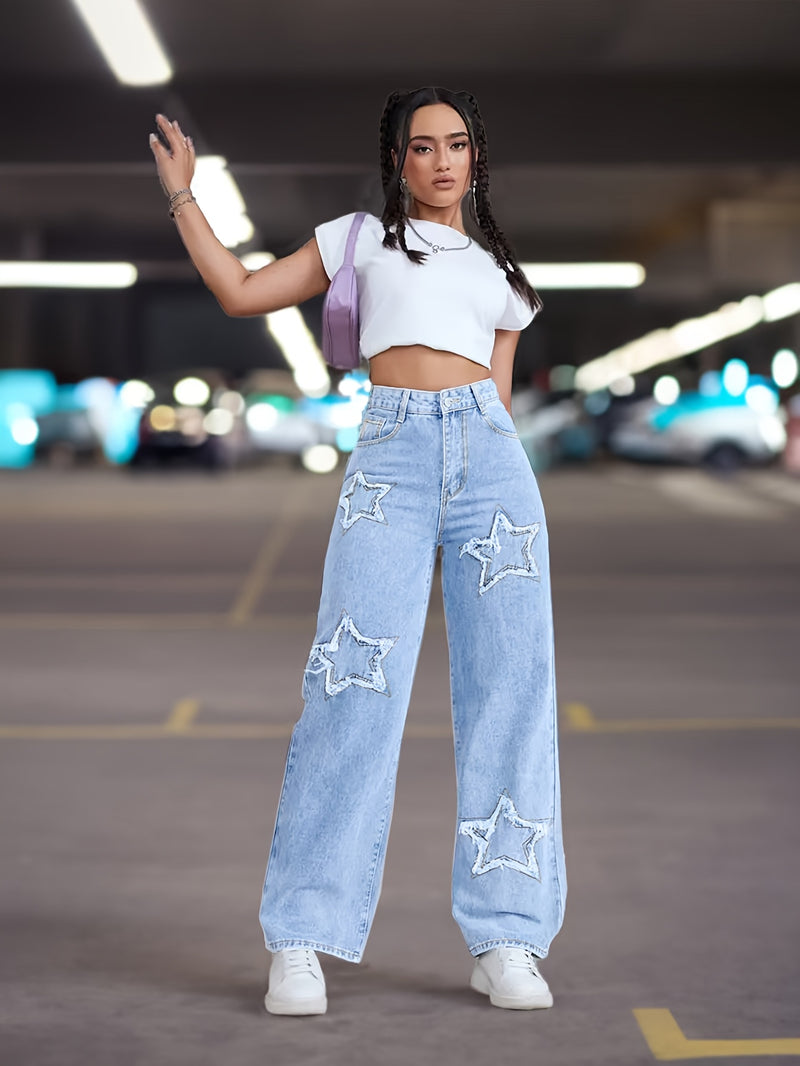 Women’s Elastic Star Straight-leg Pants.