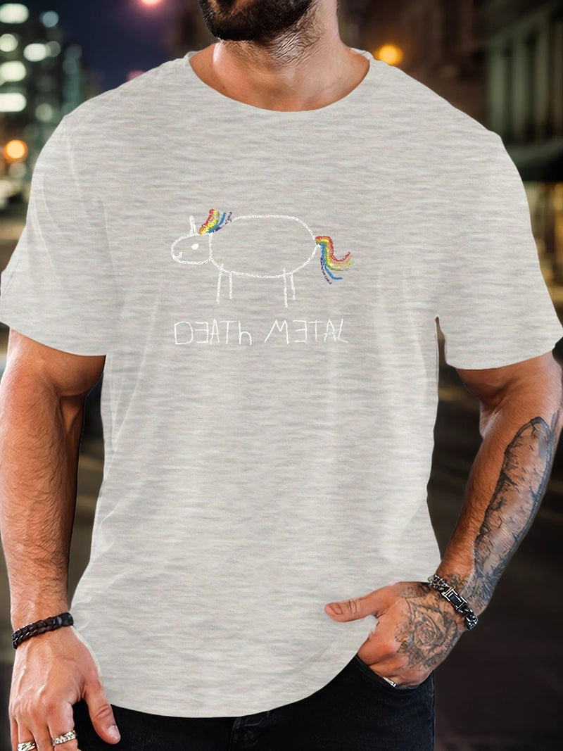 Men's Short-Sleeve T-Shirt with a Unicorn Pattern for Summer Casual Wear.