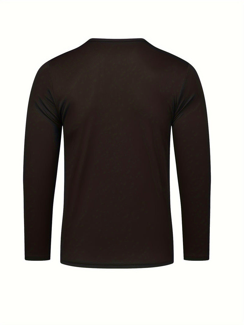 5pcs Breathable And Comfortable Long-Sleeve Crew Neck T-Shirts for Men.