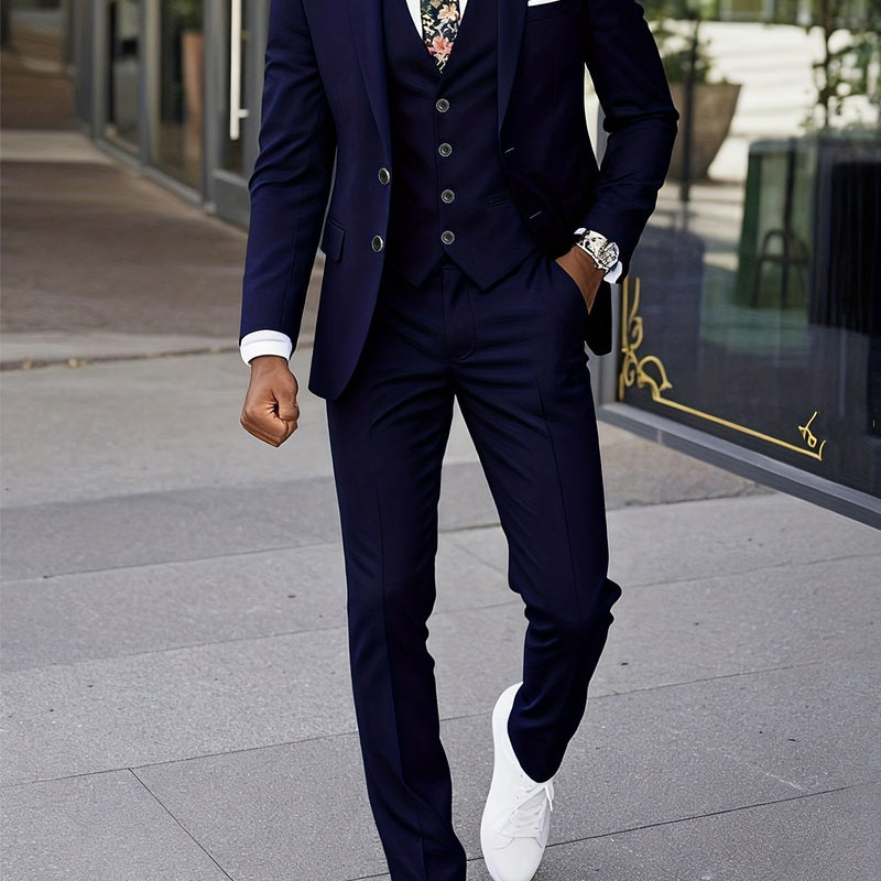 A Men's Three-Piece Suit, Including a Vest, Trousers, And a Jacket.