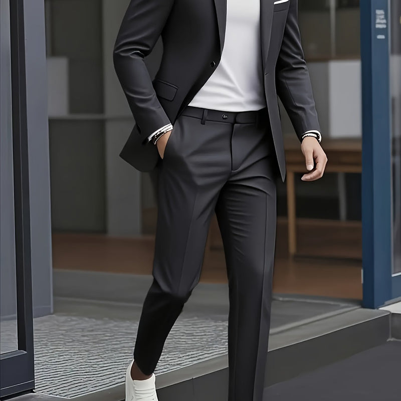 2pcs Classic Suit Set - Men'S Dress Attire - Premium Quality.