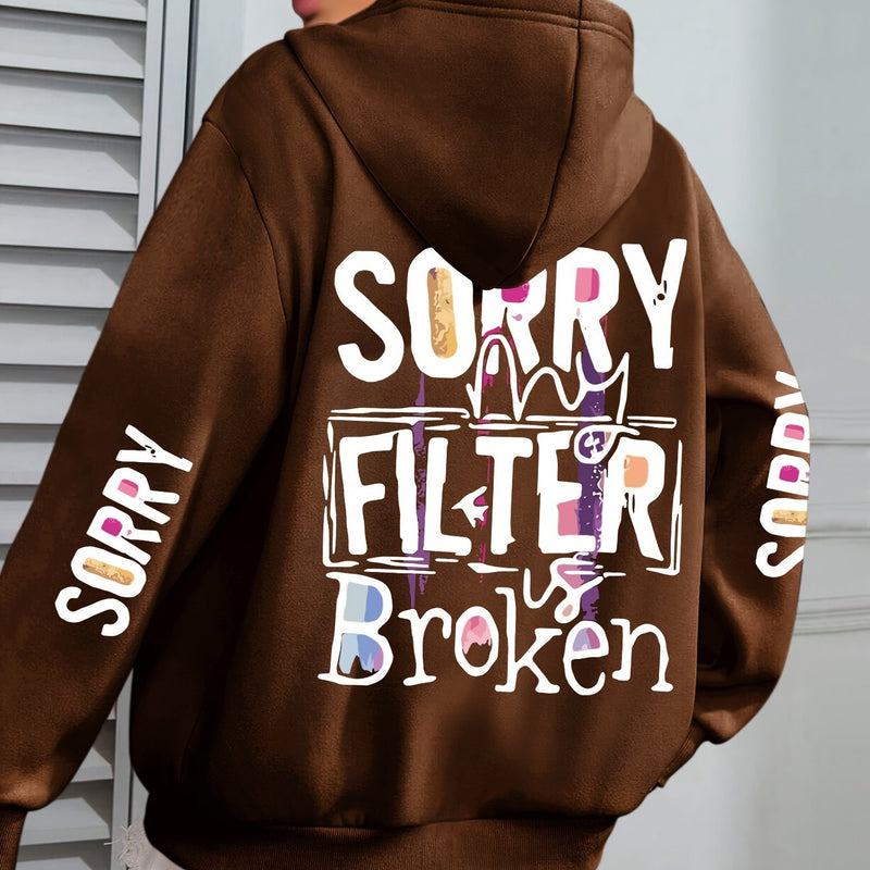 Women’s Sorry Slogan Print Hoodie.