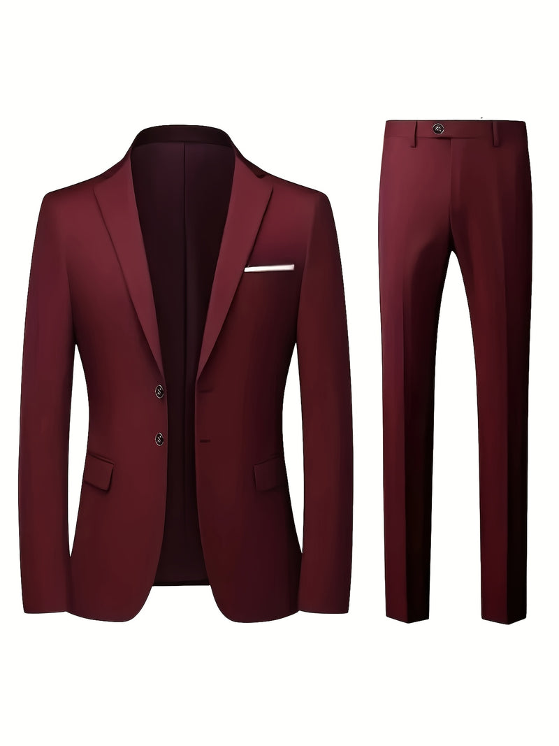 Men's 2pcs Wedding Suit Set Slim Fit Business Suit Jacket,Classic Pants.
