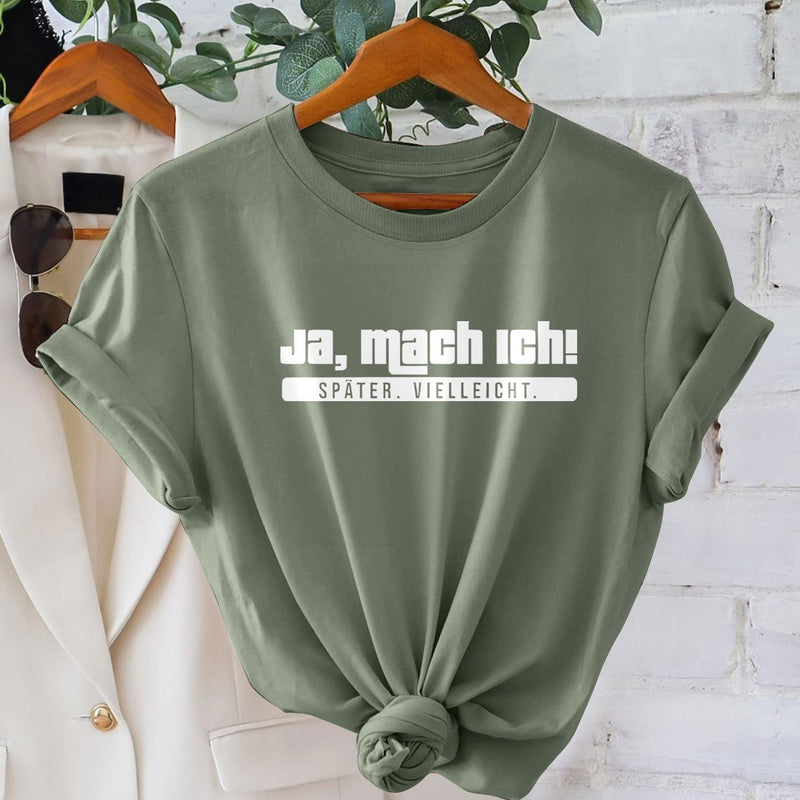 Women’s Casual T-Shirt with Humorous German Phrase.