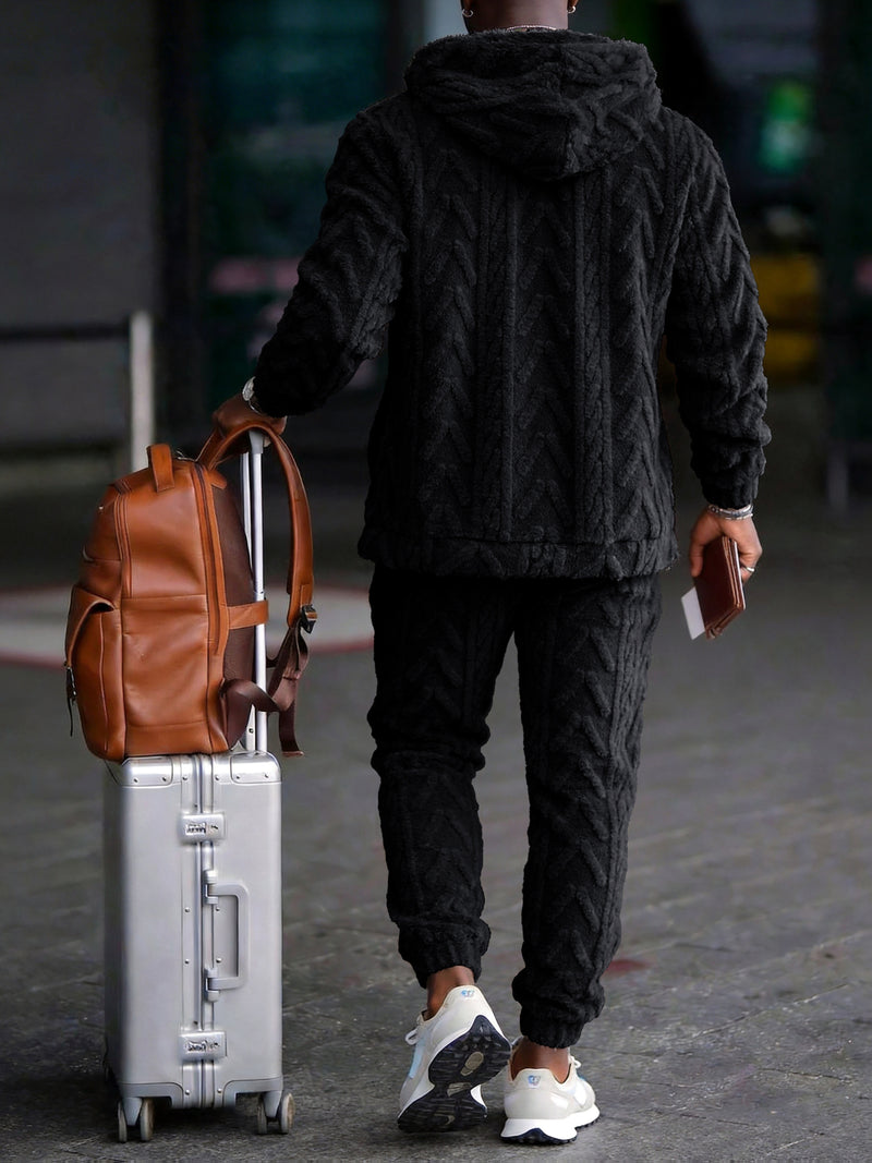 Men's Classic Sporty Casual Hooded Set, 2pcs Outfit with Long-Sleeve.