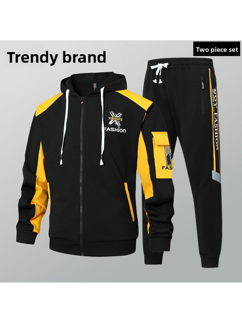 2pcs Set, Men's Sweatshirt Set, 2pcs Hooded Sporty Casual.