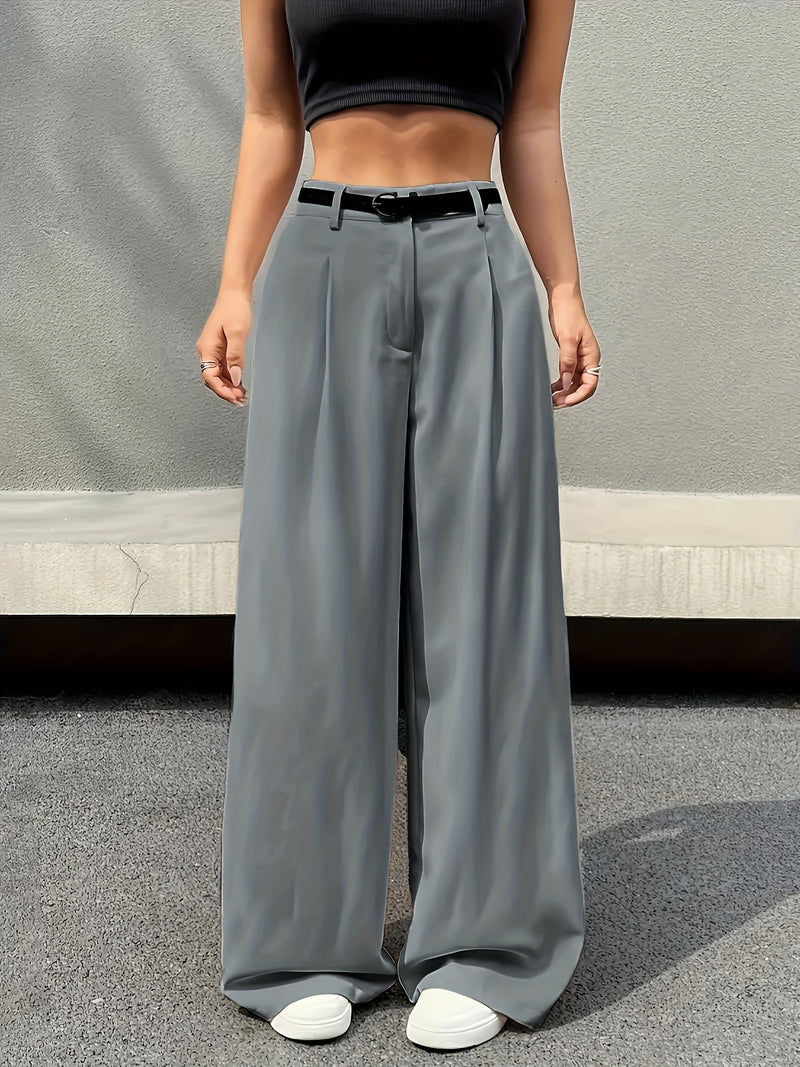 Women’s Elegant High-Waisted Wide-Leg Cinched Pants.