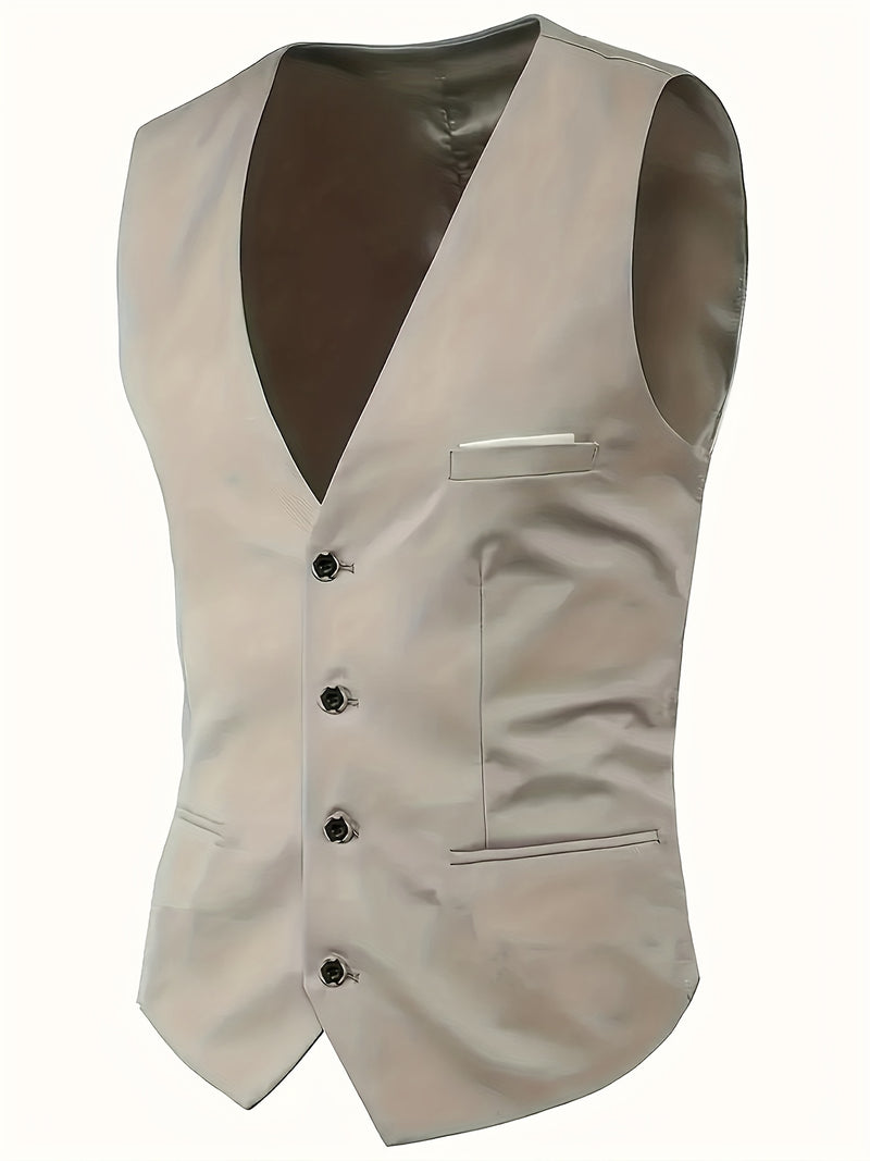 Men's High-End 3pcs Suit Set, Plus Size Men's Suit Set with Pants and Vest.