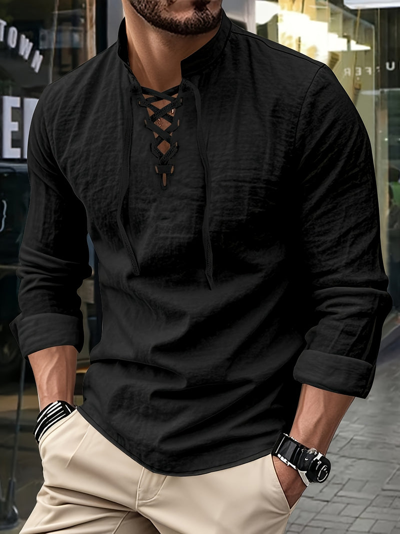 Men's Breathable Fabric Short-Sleeve V-Neck Oversized Casual T-Shirt.