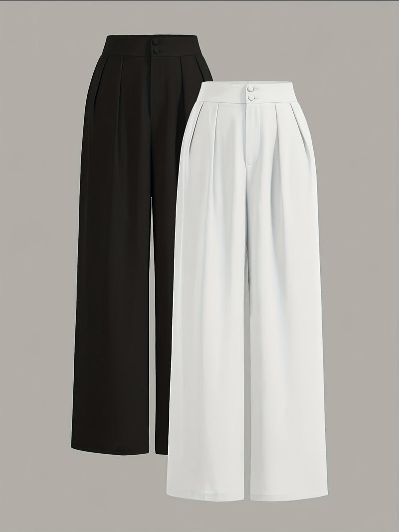 High-Waisted Wide-Leg Pants Two-Piece Set for Women.