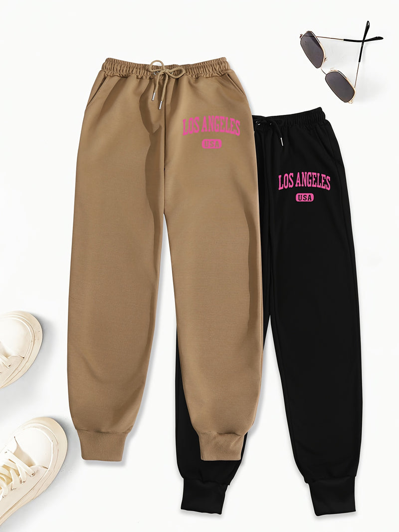 Women's Two-Piece Outfit Featuring Pants with a Letter Print.