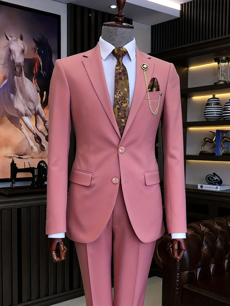 A Men'S Two-Piece Suit Featuring a Easy And Stylish Design.