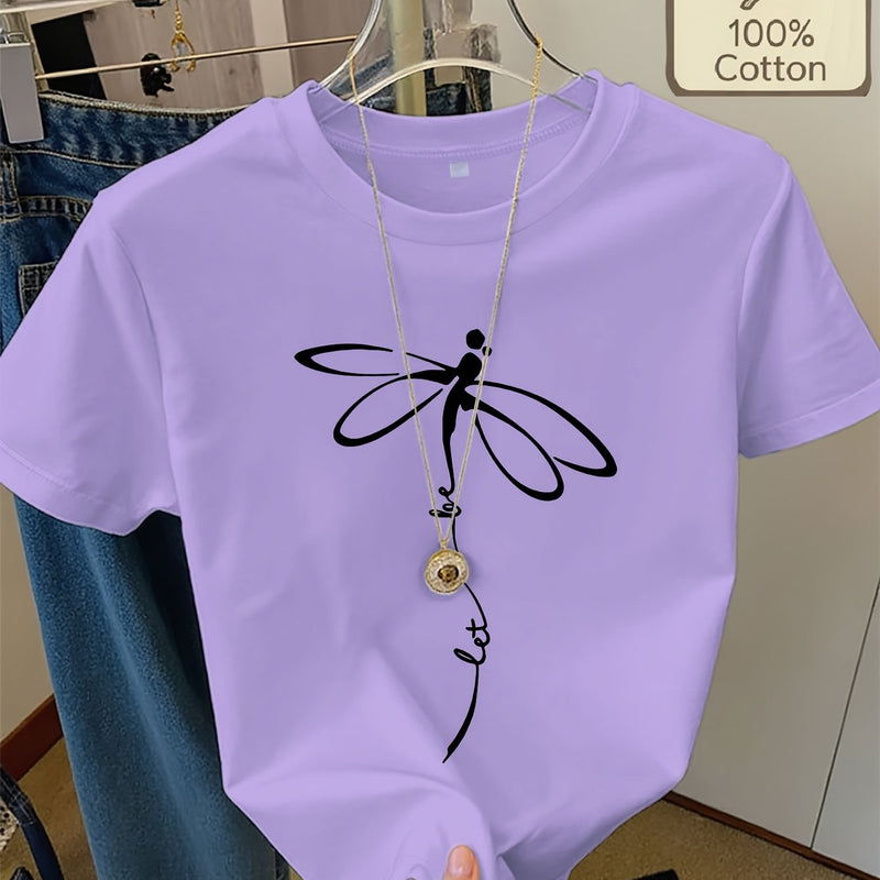 Women's Casual Home Printed Round Neck Pure Short Sleeve.