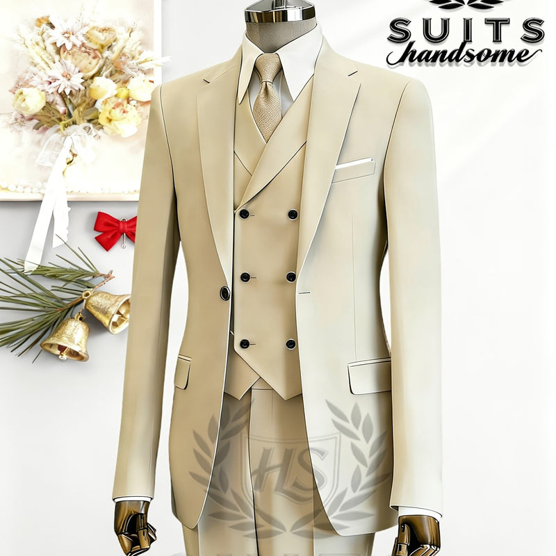 Men's 3pcs Suit Set: Jacket + Vest + Pants, Business Casual.