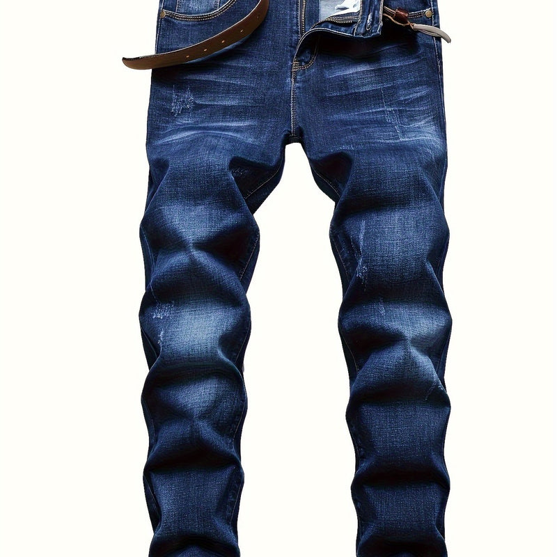 New Mid-Rise Blue Men's Jeans for Autumn.