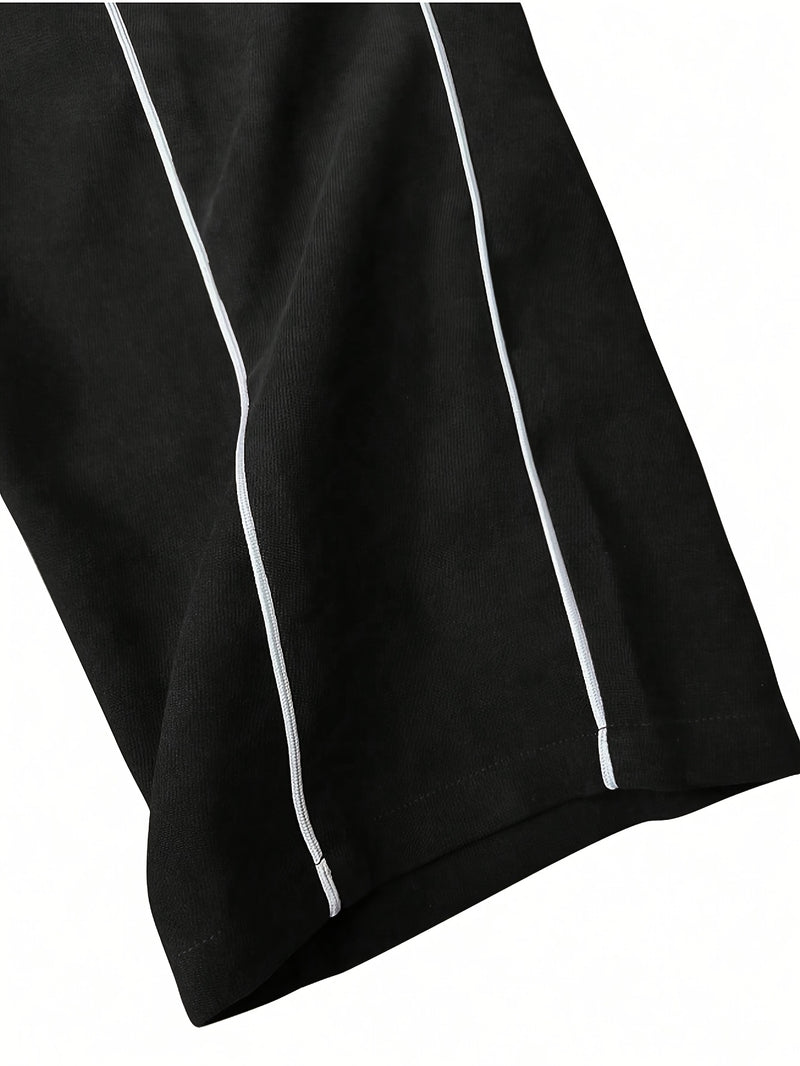 Men's Black Stand-Up Collar Metal Zipper Trendy Color.