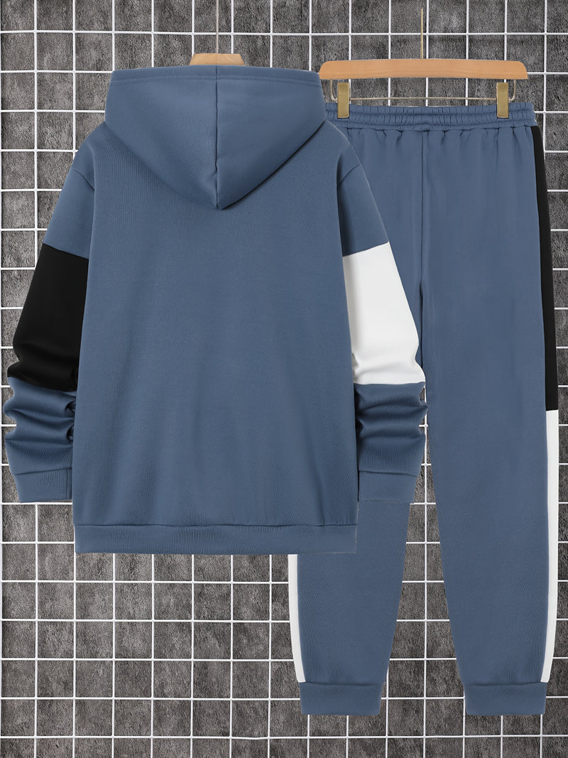 Men's Autumn And Winter Zip-Up Long Sleeve Sweatshirt And Long Pants Set.
