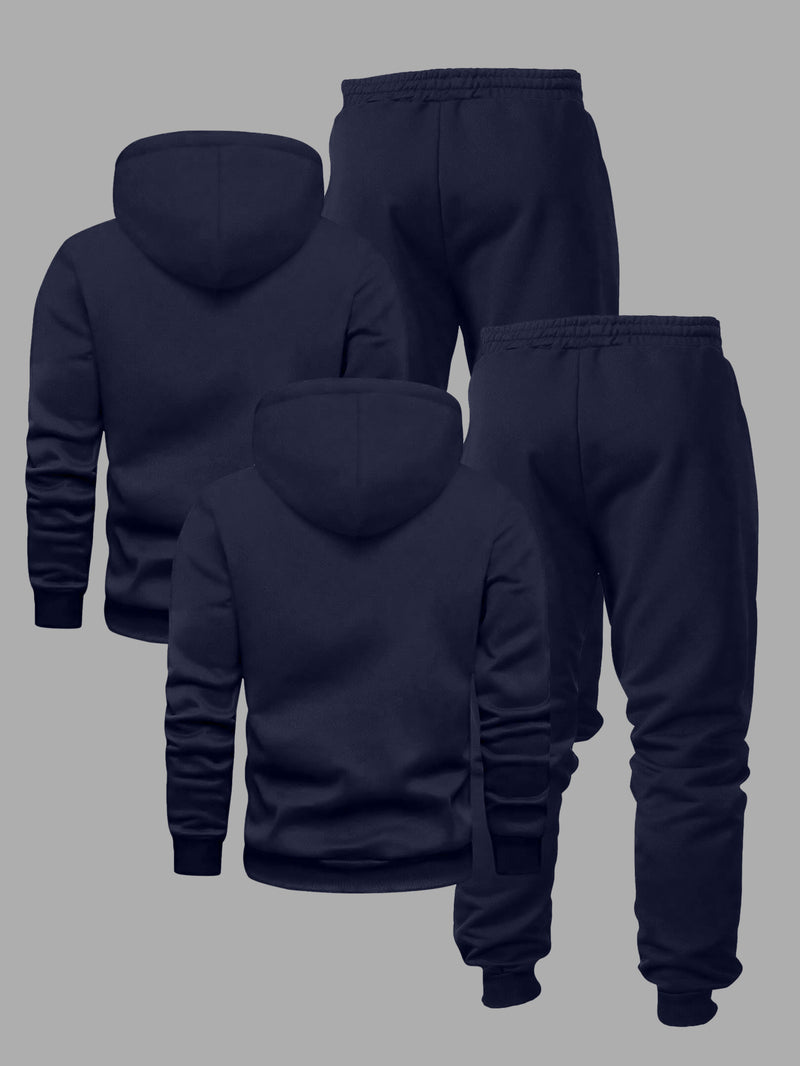 Men's Fashion Slogan Hoodie Four-Piece Set with Drawstring Elastic.