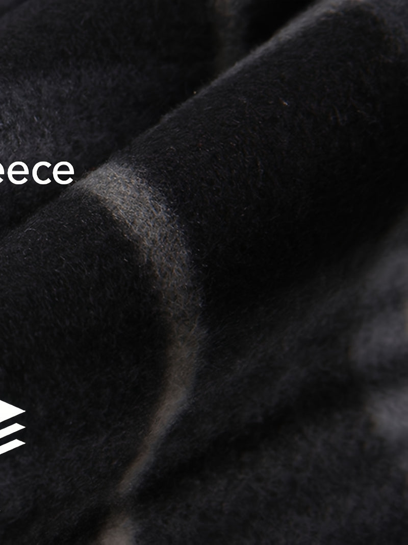 Men's Warm Jacket with Sherpa Lining, Plaid Hooded Zip-Up Winter Coat.