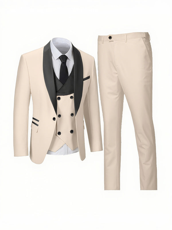 Men's 3pcs Suit Set, Jacket + Vest+ Trousers.