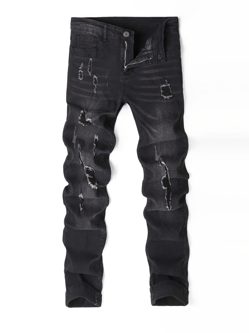 Men's Skinny Jeans with Distressed Knee holes.