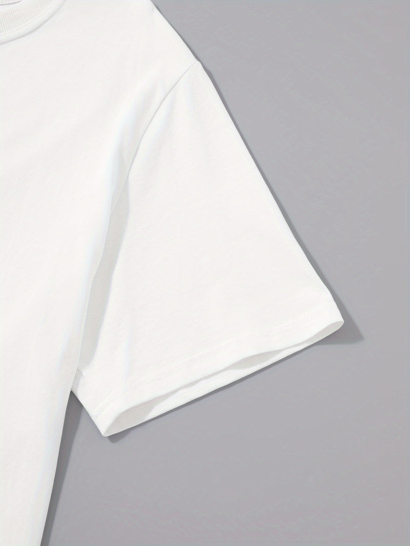 Men's Cotton T-Shirt with Balance Line Art & Minimalist Cursive Lettering.