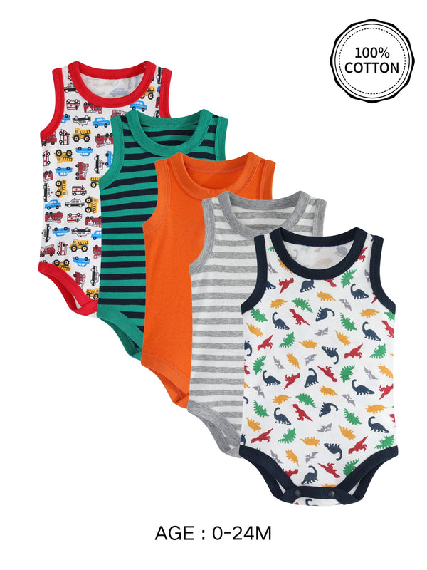 5pcs Pure Cotton Baby Boys' Romper Bodysuit.
