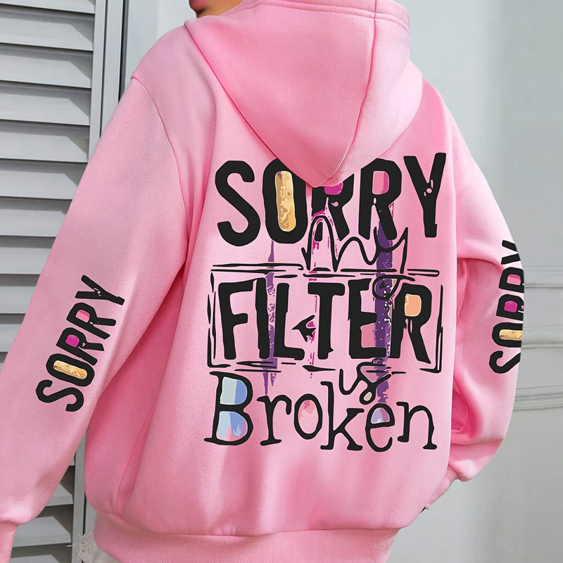 Women’s Sorry Slogan Print Hoodie.