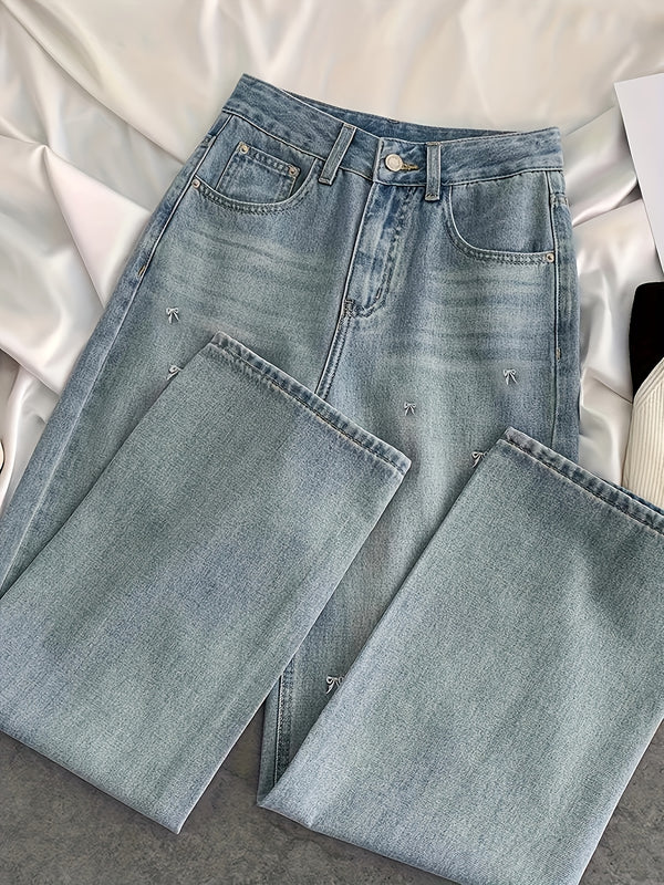 Light Blue Wide-Leg Jeans for Women.