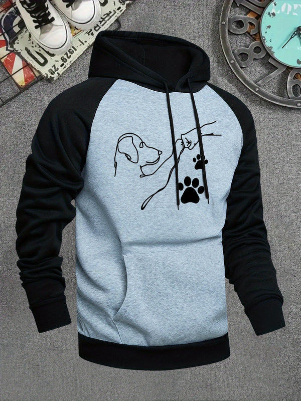 Men's Hooded Sweatshirt with Dog Paw Print.