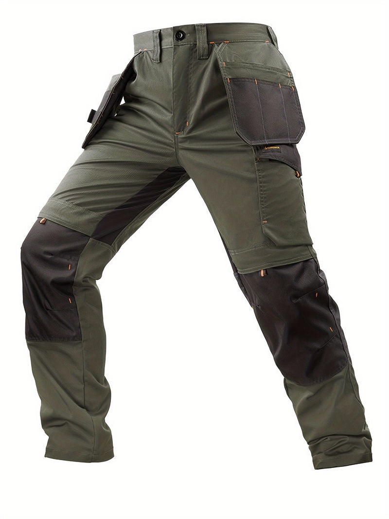 Men's Elastic Cargo Pants with Multiple Pockets, All-Season Style.