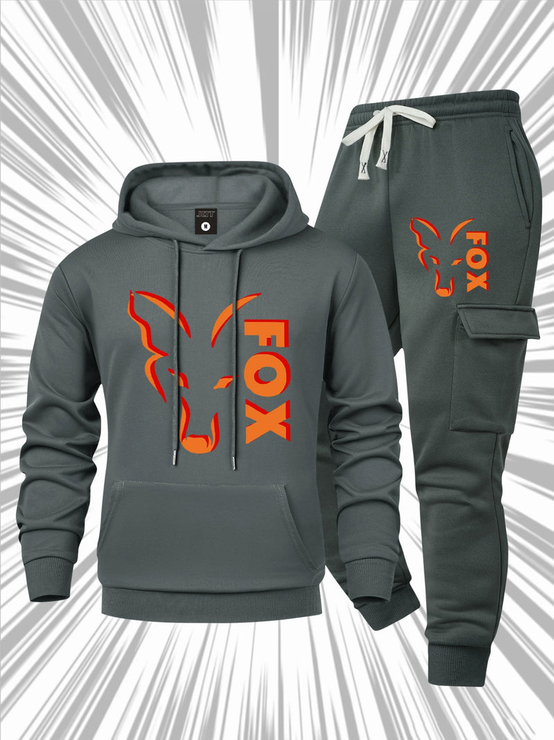 Men's Casual 2pcs Set, Fashion Long Sleeve Streetwear Hoodie.