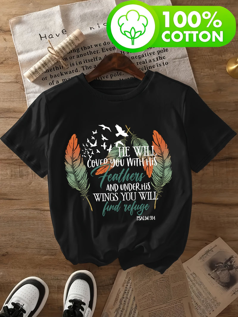 Women's T-Shirt with Psalm 91 Design.