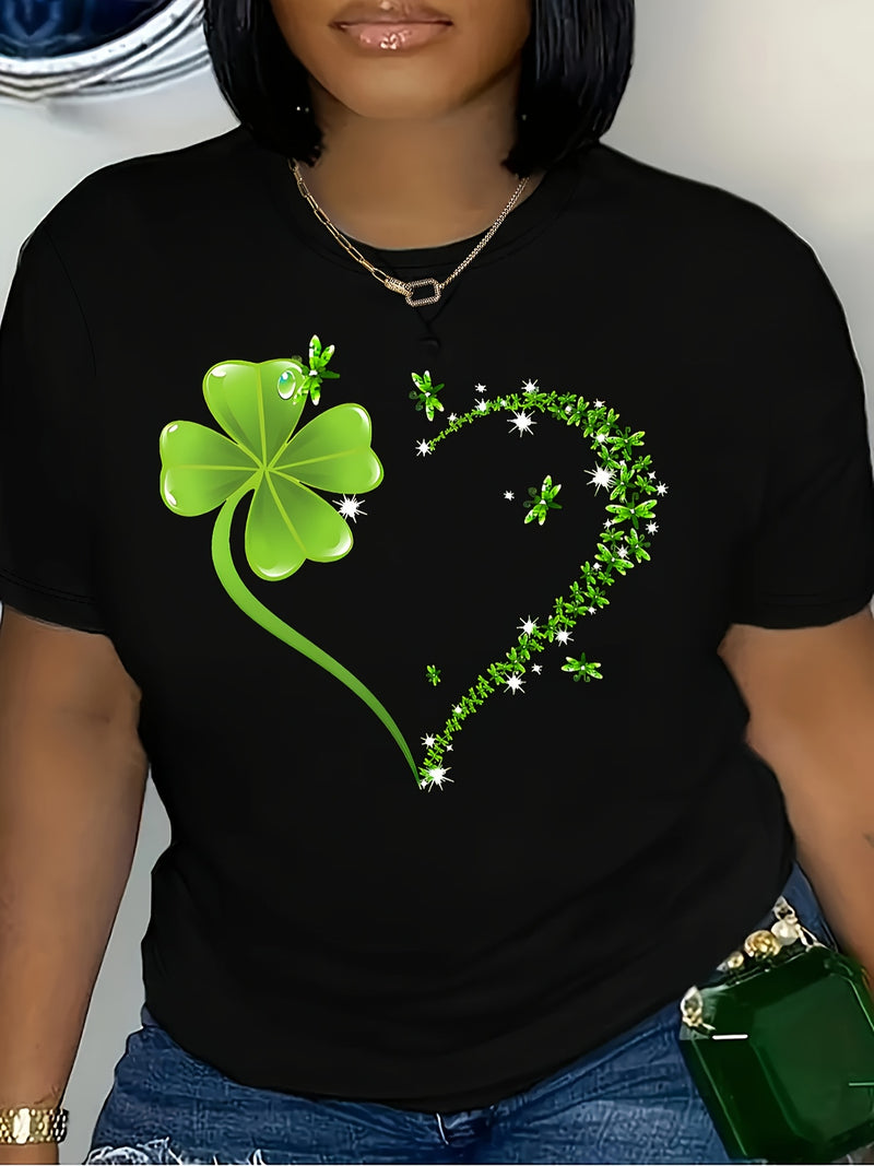 Round neck T-shirt in small and plus sizes, summer/spring Women's top.
