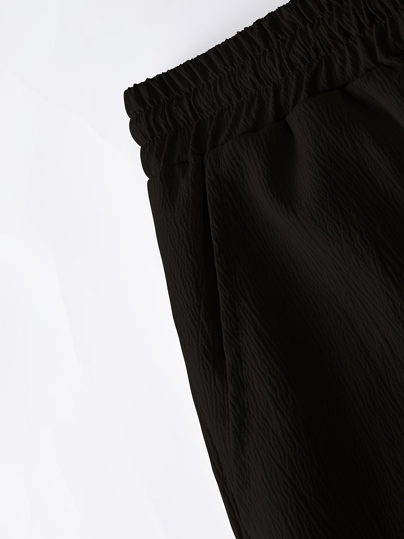 A Set of Two Men's Casual Solid Color Suit Collar Shirts And Long Pants.