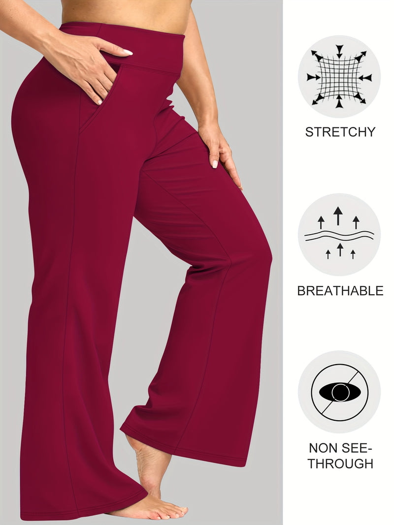 Women’s 2-Pack - Plus Size High-Waisted Flare Pants with Slant Pockets.
