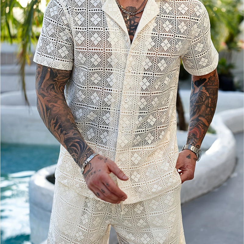 Essential Geometric Cut-Out Breathable Stretch Knit Open-Collar.