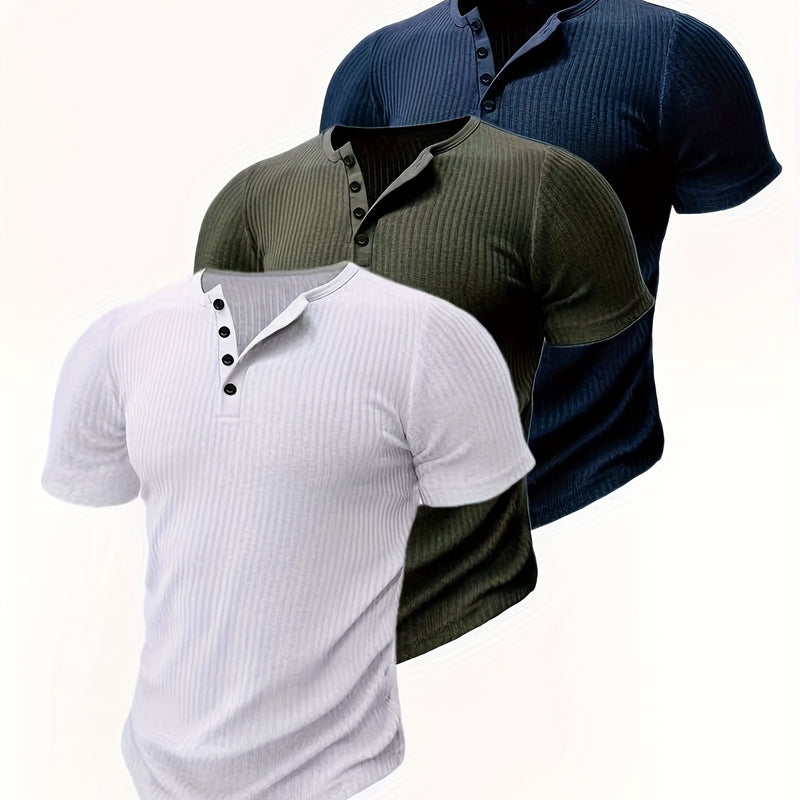 3pcs Men’s Short-Sleeved Fashion Trendy Top.