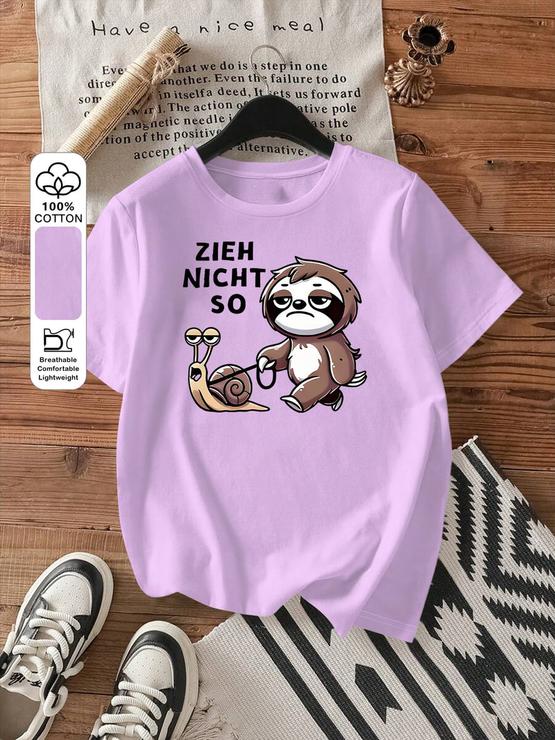 Women's Fashion Printed Round Neck Short Sleeve T-Shirt.