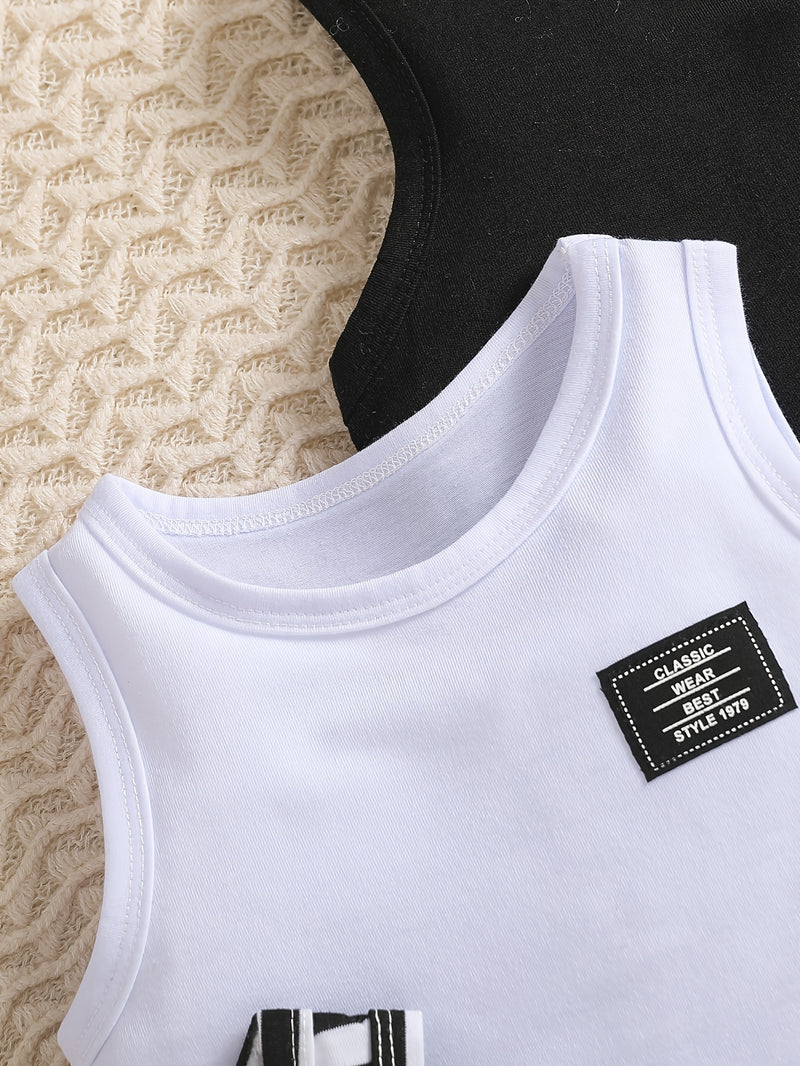 Baby 3pcs Set Bodysuit, Baby Summer Round Neck Striped Bodysuit.