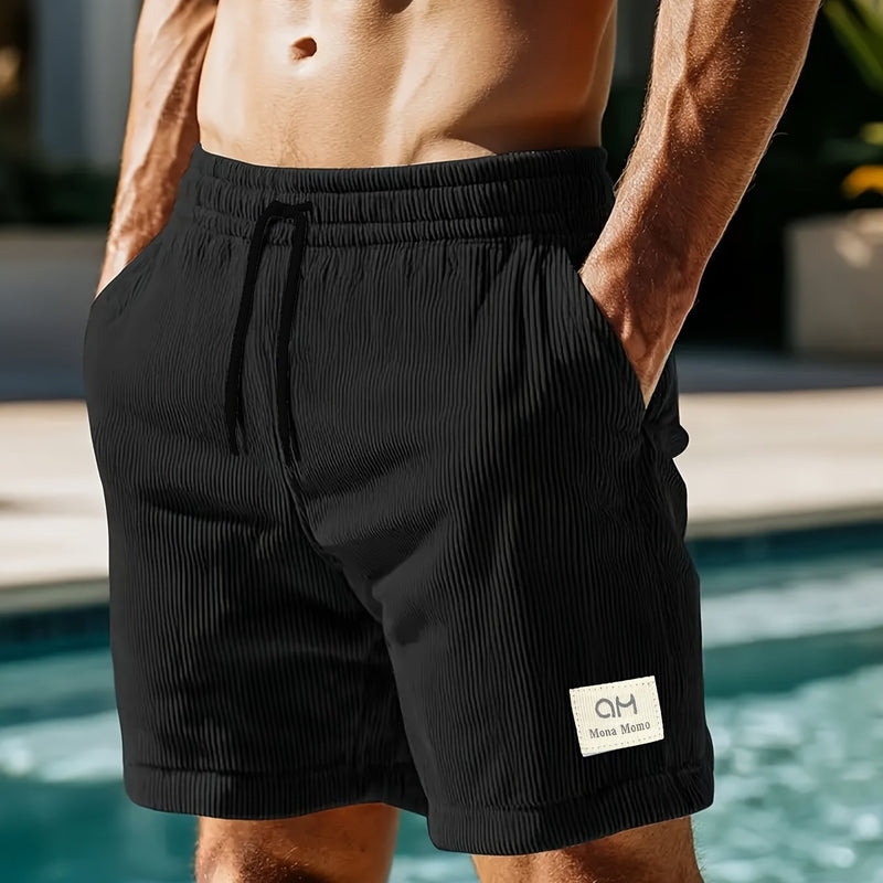 Men's Casual Shorts, Corduroy Drawstring Single-piece Shorts.