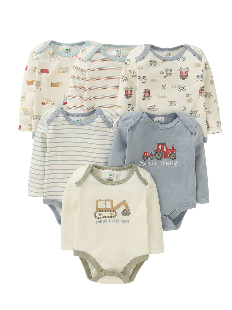 6pcs Set Newborn Infant Triangle Long-Sleeved Romper.